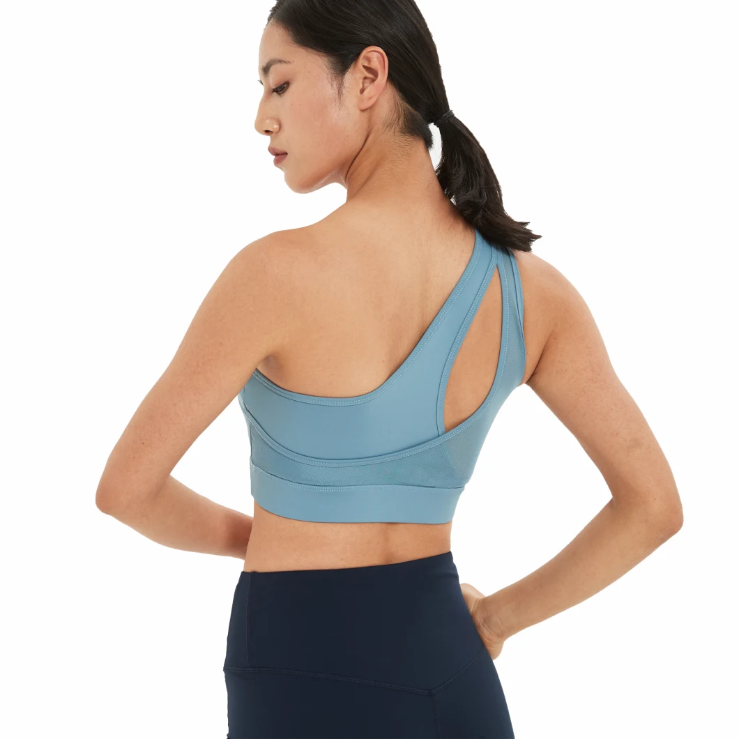 Ribbed Sport Woman One Shoulder Strappy Suppliers Women Fitness Yoga Top Women Clothing Sports Bra