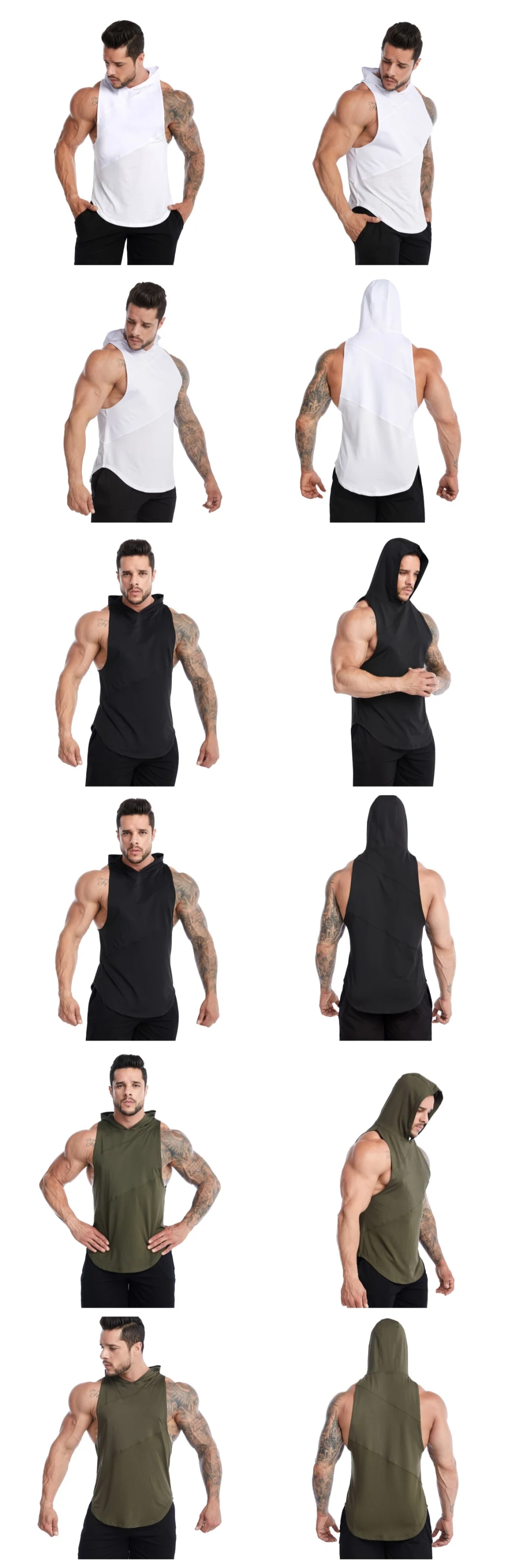 Custom Logo Print Plus Size Athletic Sports Basketball Acitivewear Muscle Hooded Tank Top Ropa Deportiva Men Gym Wear Fast Quick Dry Vest