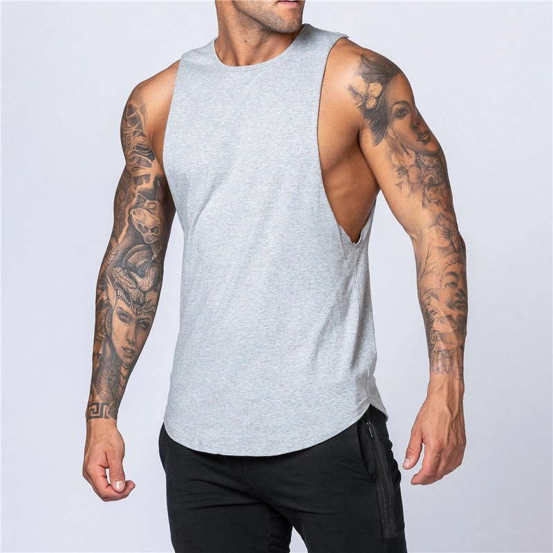 Wholesale 2022 Custom Logo Cotton Muscle Shirts Sleeveless Fitness Wear Men Gym Gear Tank Top Singlet T Shirt Vest