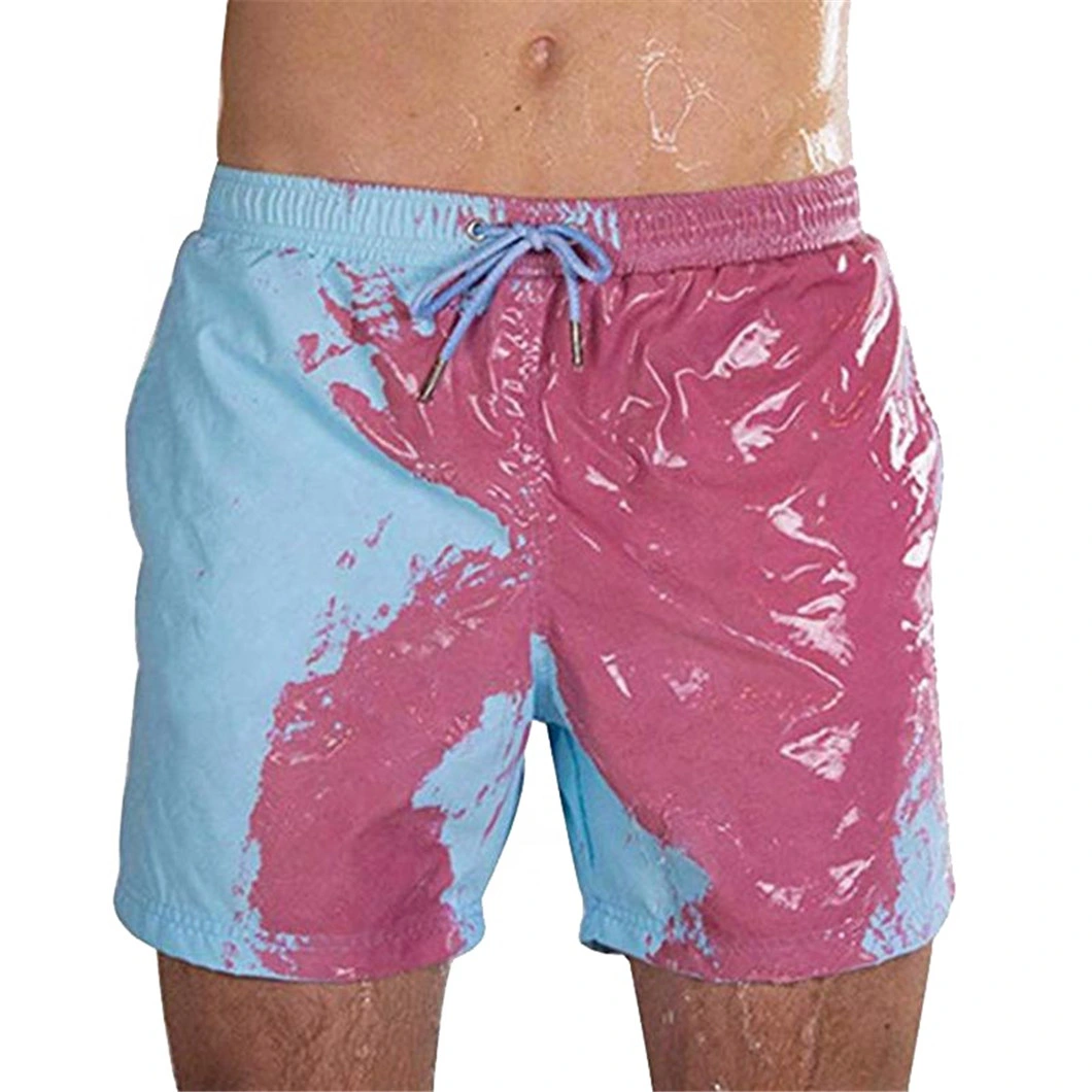 Unisex Beach Trunks Quick-Dry Swimming Trunks Three-Color Temperature-Sensitive Shorts Summer Home Boxers for Men and Women