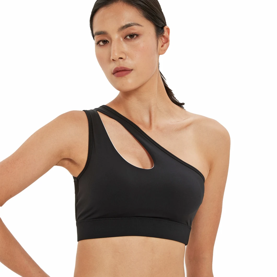 Ribbed Sport Woman One Shoulder Strappy Suppliers Women Fitness Yoga Top Women Clothing Sports Bra